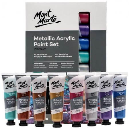 Mont Marte Metallic Acrylic Set 36ml - Art Supplies Australia