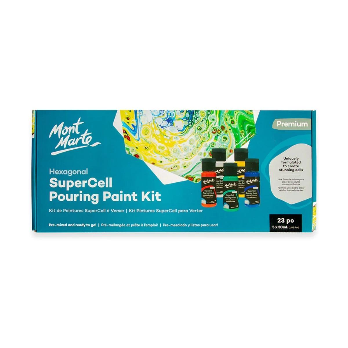 Mont Marte Premium Hexagonal Super Cell Pouring Paint Kit 23pc - Art Supplies Australia