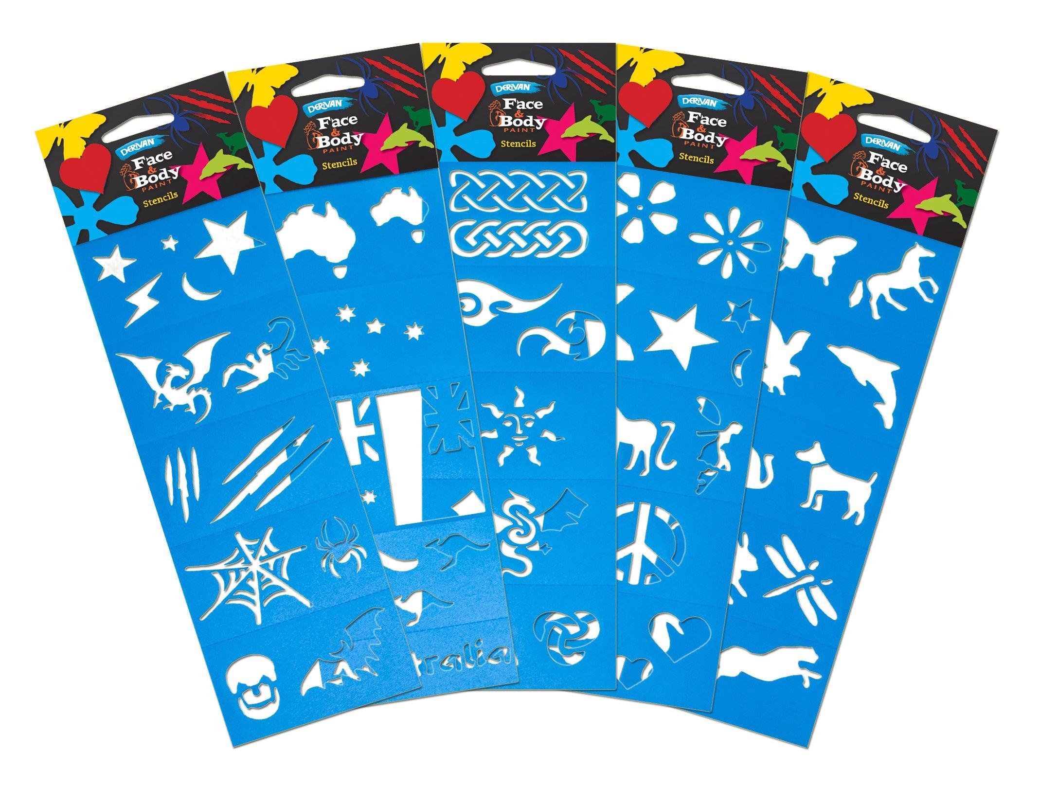 Derivan Face & Body Paint Stencil & Set - Art Supplies Australia