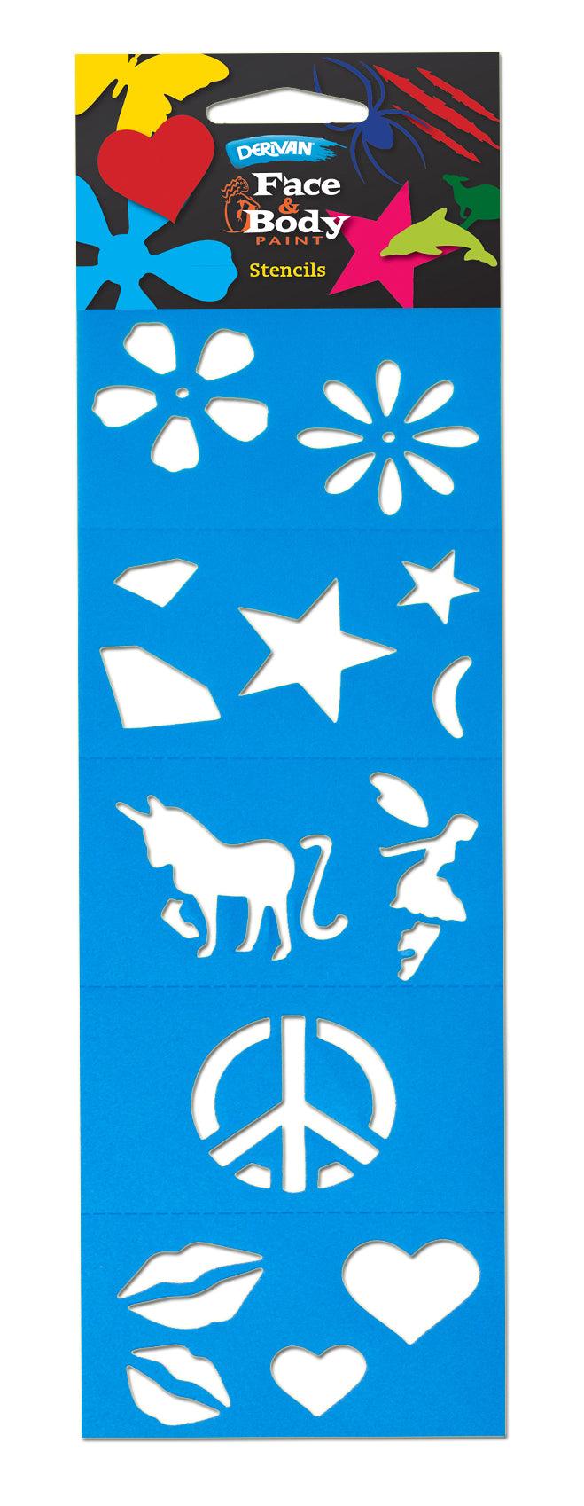 Derivan Face & Body Paint Stencil & Set - Art Supplies Australia