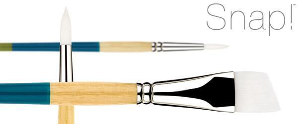 Princeton Snap Series 9850 Short Handle White Synthetic Brush for Watercolour, Acrylic - Art Supplies Australia
