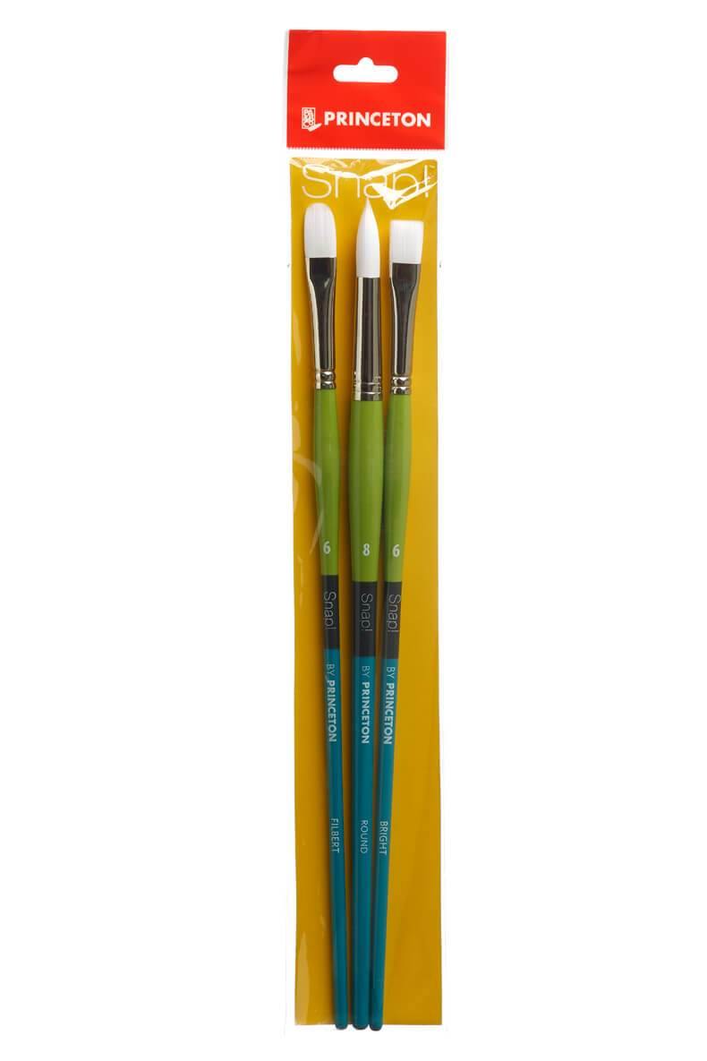 Princeton Snap Series 9800 Long Handle White Synthetic Brush for Watercolour, Acrylic - Art Supplies Australia