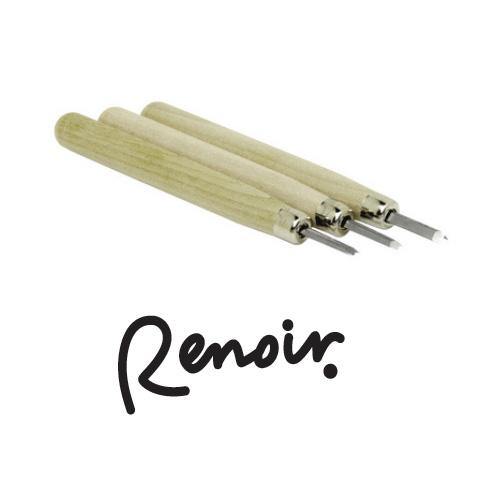 Renoir Wooden Lino Carving Tools 3 Pack - Art Supplies Australia