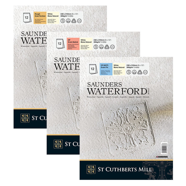 Saunders Waterford 100% Cotton Watercolour Pads 300gsm 12 Sheets - Art Supplies Australia