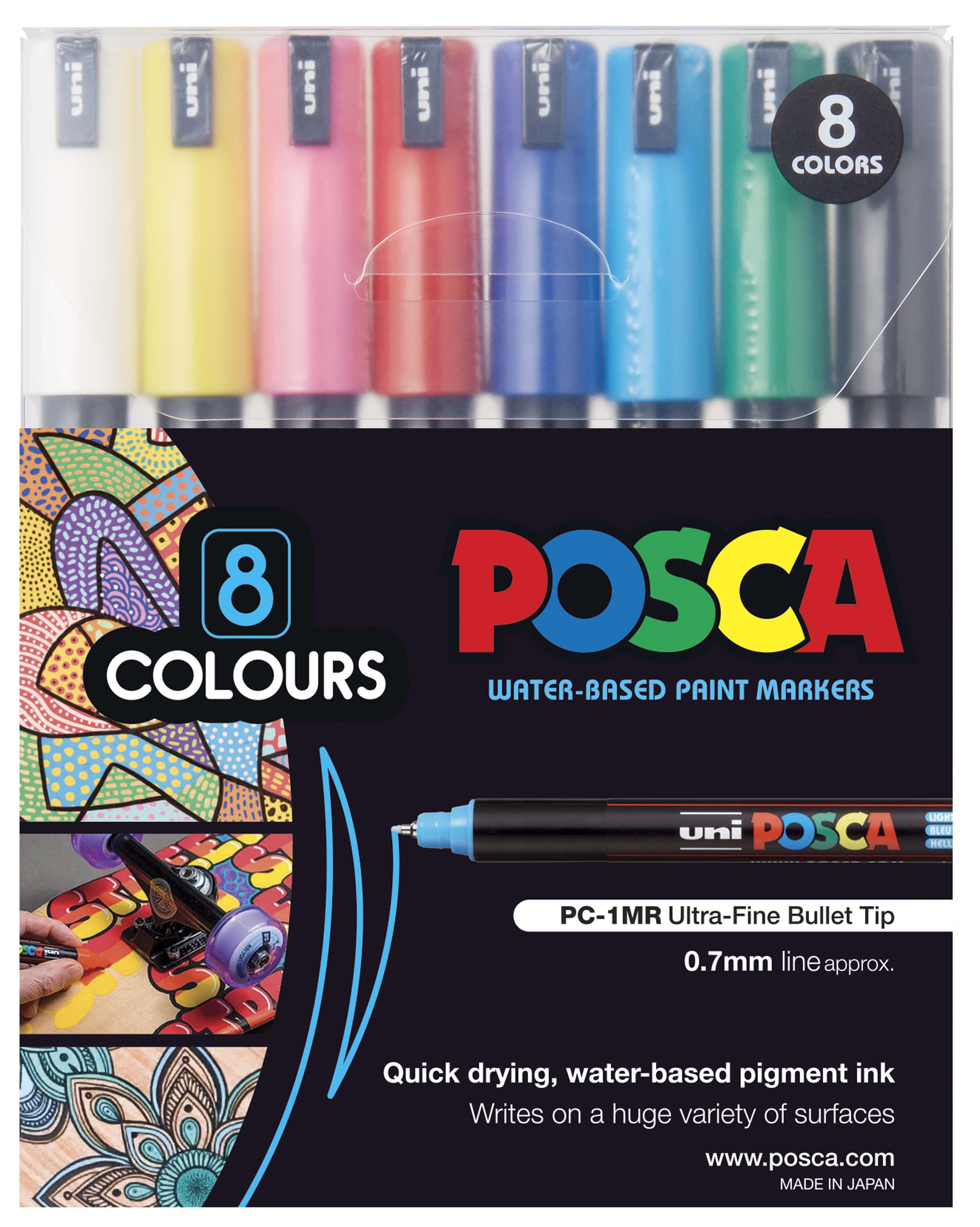 Uni POSCA Water-based Pigment Ink Marker - Ultra Fine(0.7mm) Bullet Tip(PC-1MR) - Art Supplies Australia