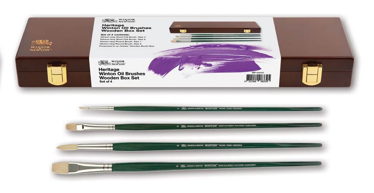 Winsor & Newton Winton Brush Heritage Wooden Box Gift Set - Art Supplies Australia