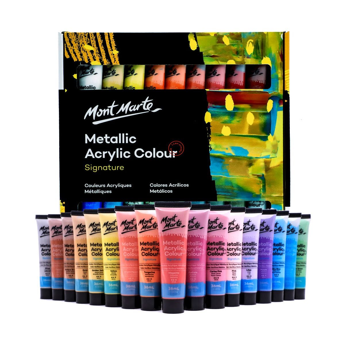 Mont Marte Metallic Acrylic Set 36ml - Art Supplies Australia