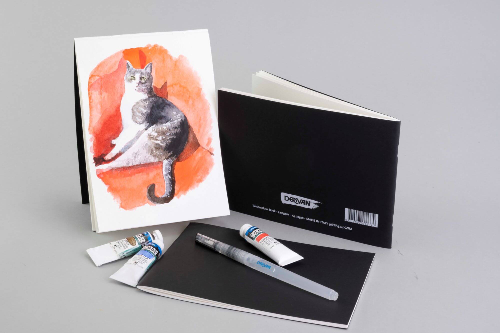 Derivan Watercolour Sketch Book Landscape Black Cover - Made in Italy - Art Supplies Australia