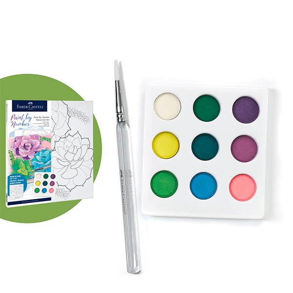 Faber Castell Creative Studio Paint By Numbers Watercolour Set - Succulents