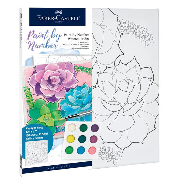 Faber Castell Creative Studio Paint By Numbers Watercolour Set - Succulents