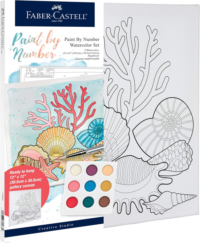 Faber Castell Creative Studio Paint By Numbers Watercolour Set - Coastal