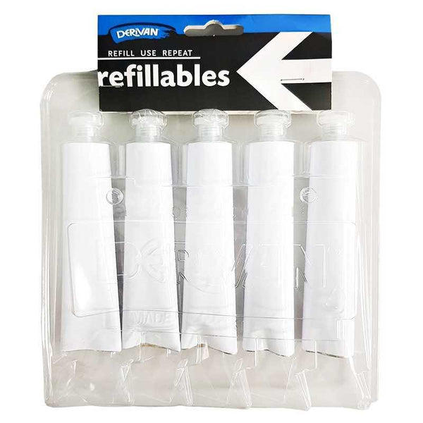 Derivan Refillables 5X40ML Aluminium Empty Paint Tubes with Flip Top Cap