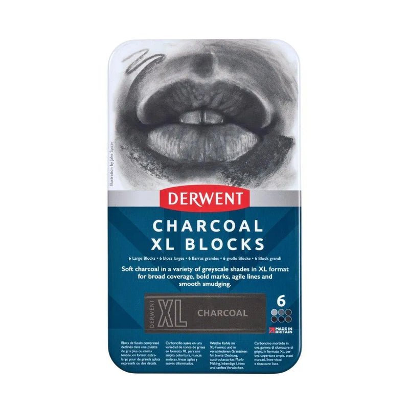 Derwent Charcoal XL Blocks Tin Set of 6