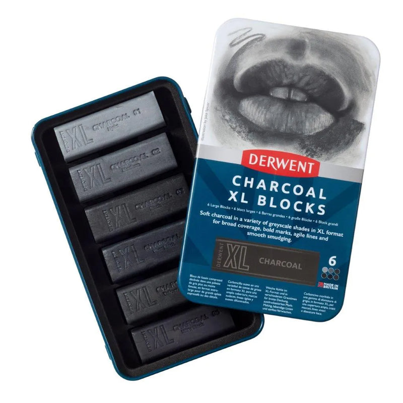 Derwent Charcoal XL Blocks Tin Set of 6