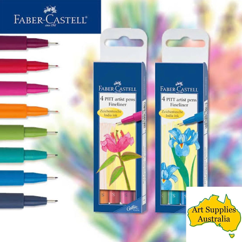 Faber-Castell Artist India Ink Pens Pigment Fineliner Set of 4