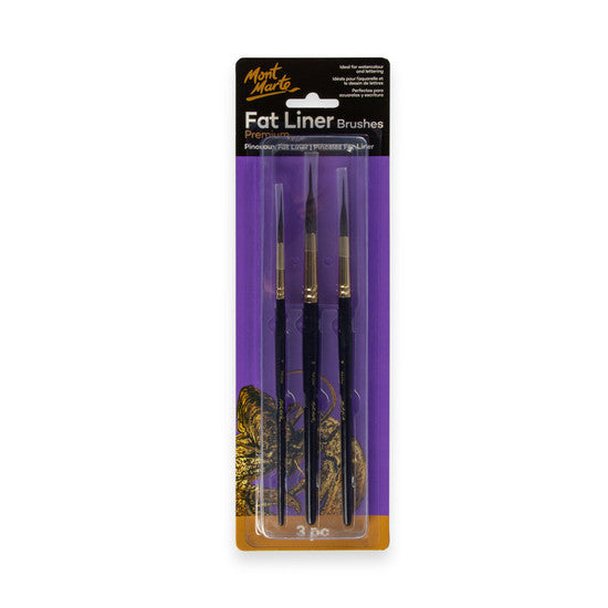Mont Marte Fat Liner Brush Set of 3 Taklon/Squirrel 16, 10, 6