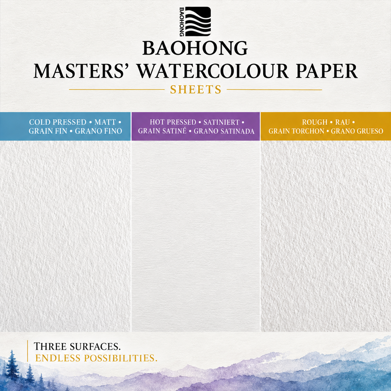 Baohong Masters Watercolour Paper Sheets 300gsm