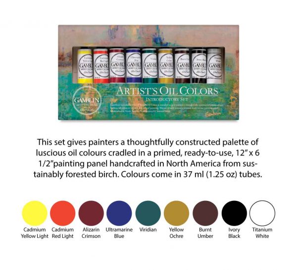 1 set of Gamblin paints, 1 set Luquitex Professional, 1 set buy Grumbacher Colors