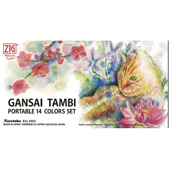 Kuretake Gansai Tambi Watercolour Portable 14 Colours Set