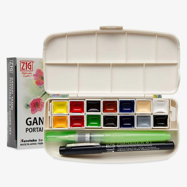 Kuretake Gansai Tambi Watercolour Portable 14 Colours Set