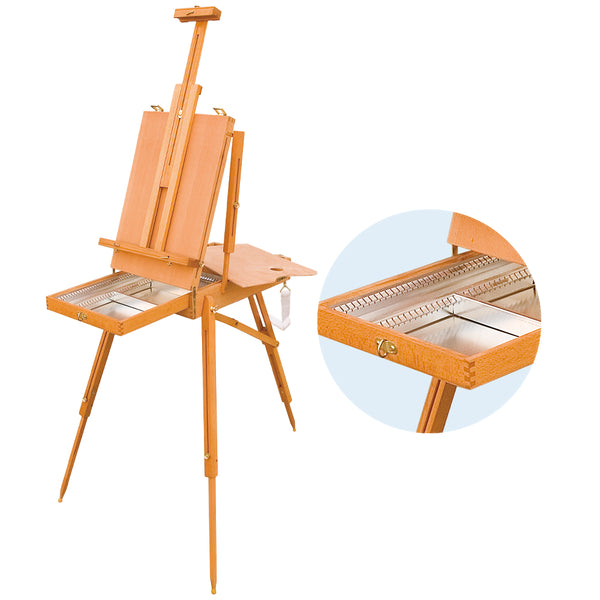 Luca French Box Easel with Wooden Palette & Shoulder Strap