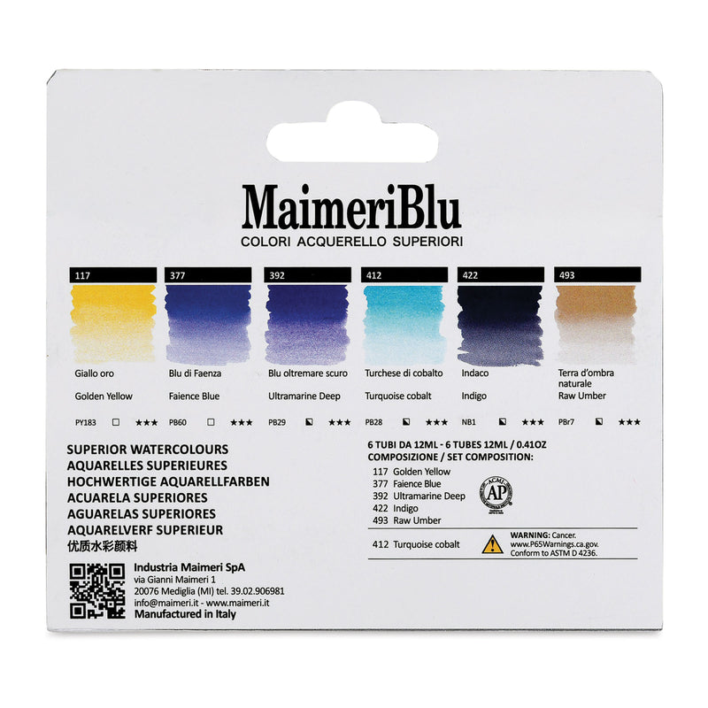 Maimeri Blu Artist Watercolour - 6 x 12ml Set Arctic