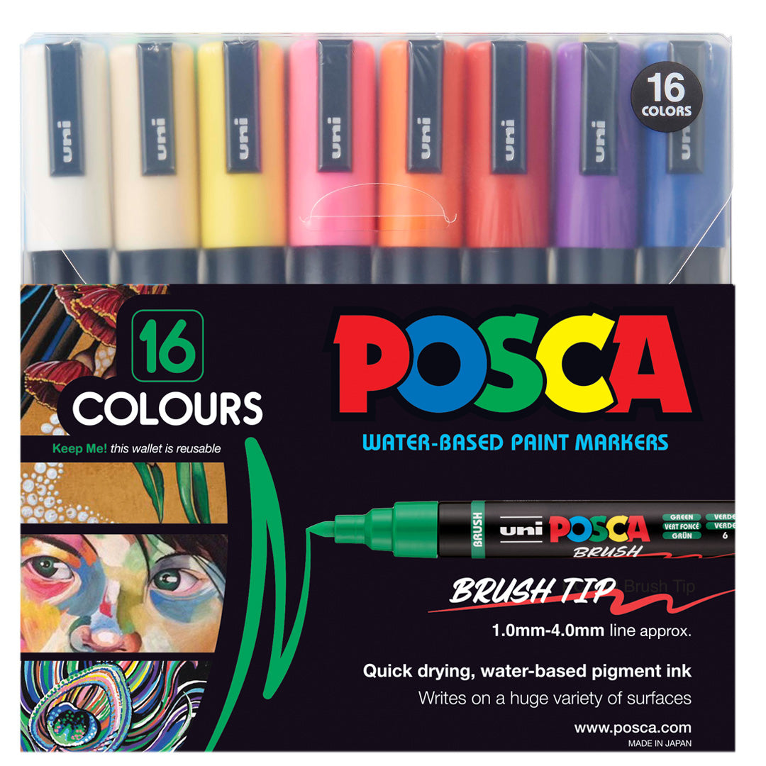 Uni POSCA Paint Marker Medium (1.0-4.0mm) Brush Tip