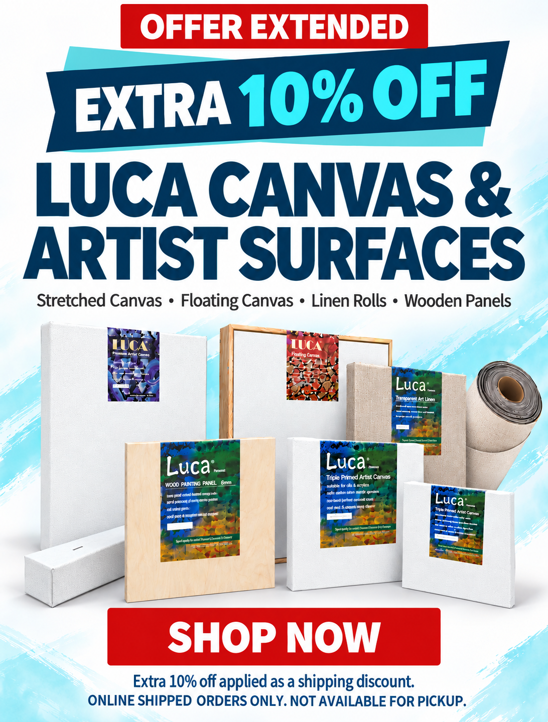 LUCA canvas and artist surfaces offer mobile banner