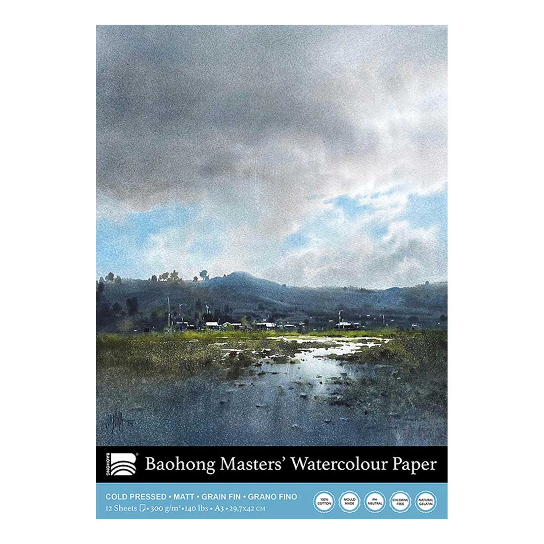 Baohong Masters Watercolour Paper Pads 300gsm 12 Sheets