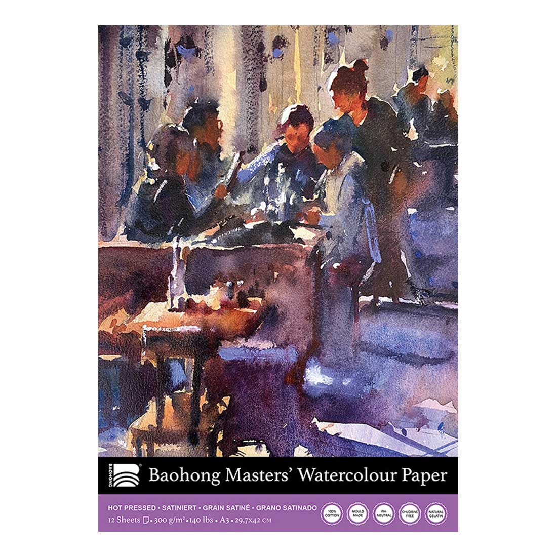 Baohong Masters Watercolour Paper Pads 300gsm 12 Sheets