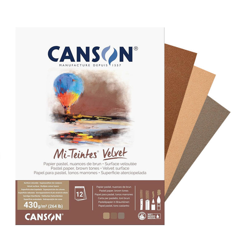 Canson Mi-Teintes Velvet Pastel Paper Pads 430gsm (12 Sheets)