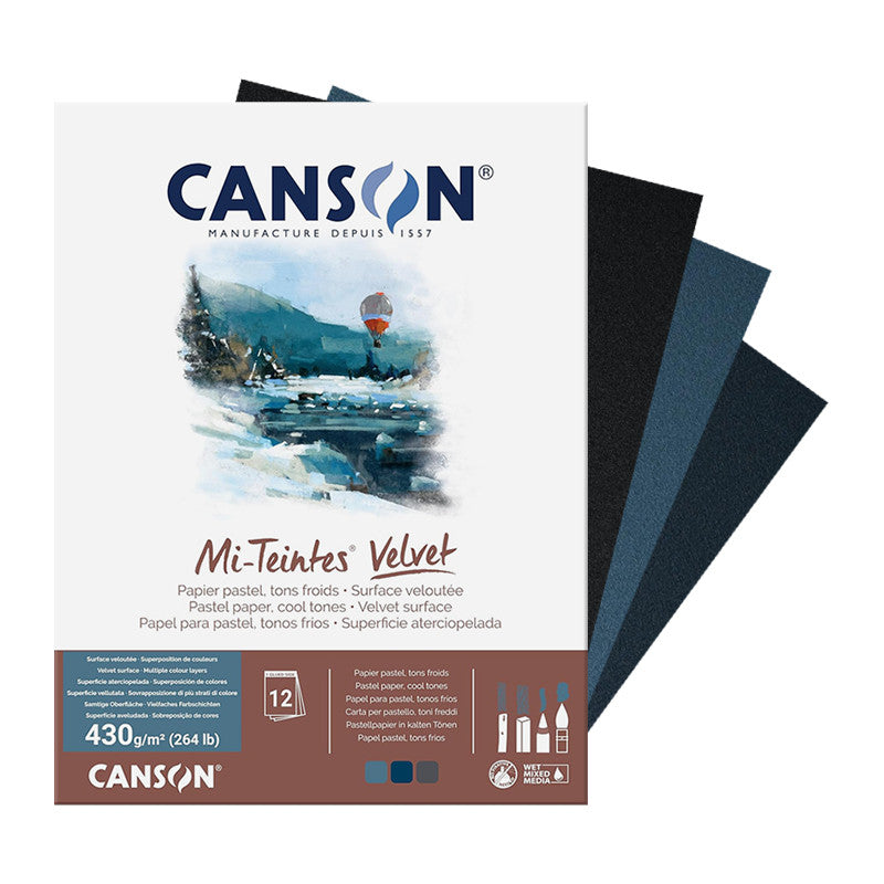 Canson Mi-Teintes Velvet Pastel Paper Pads 430gsm (12 Sheets)