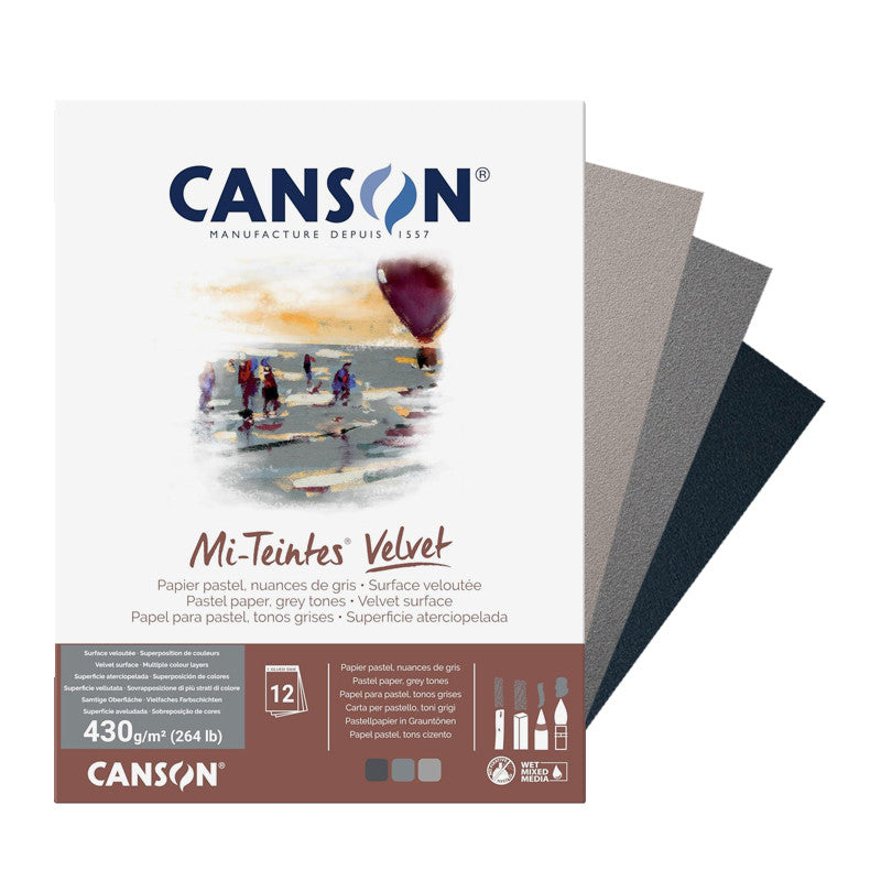 Canson Mi-Teintes Velvet Pastel Paper Pads 430gsm (12 Sheets)