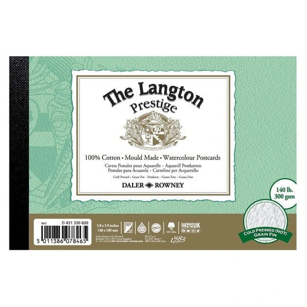 Daler Rowney Langton Prestige cold pressed 300gsm postcard pad 12 sheets