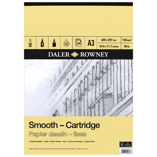 Daler Rowney Smooth Cartridge Pad A3 130gsm 30 sheets