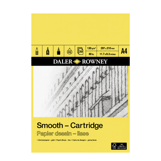 Daler Rowney Smooth Cartridge Pad A4 130gsm 30 sheets
