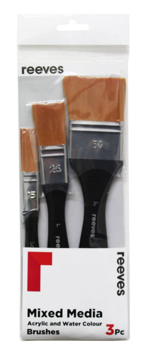 Reeves Mixed Media Brushes Synthetic Spalter Set of 3 - Art Supplies Australia