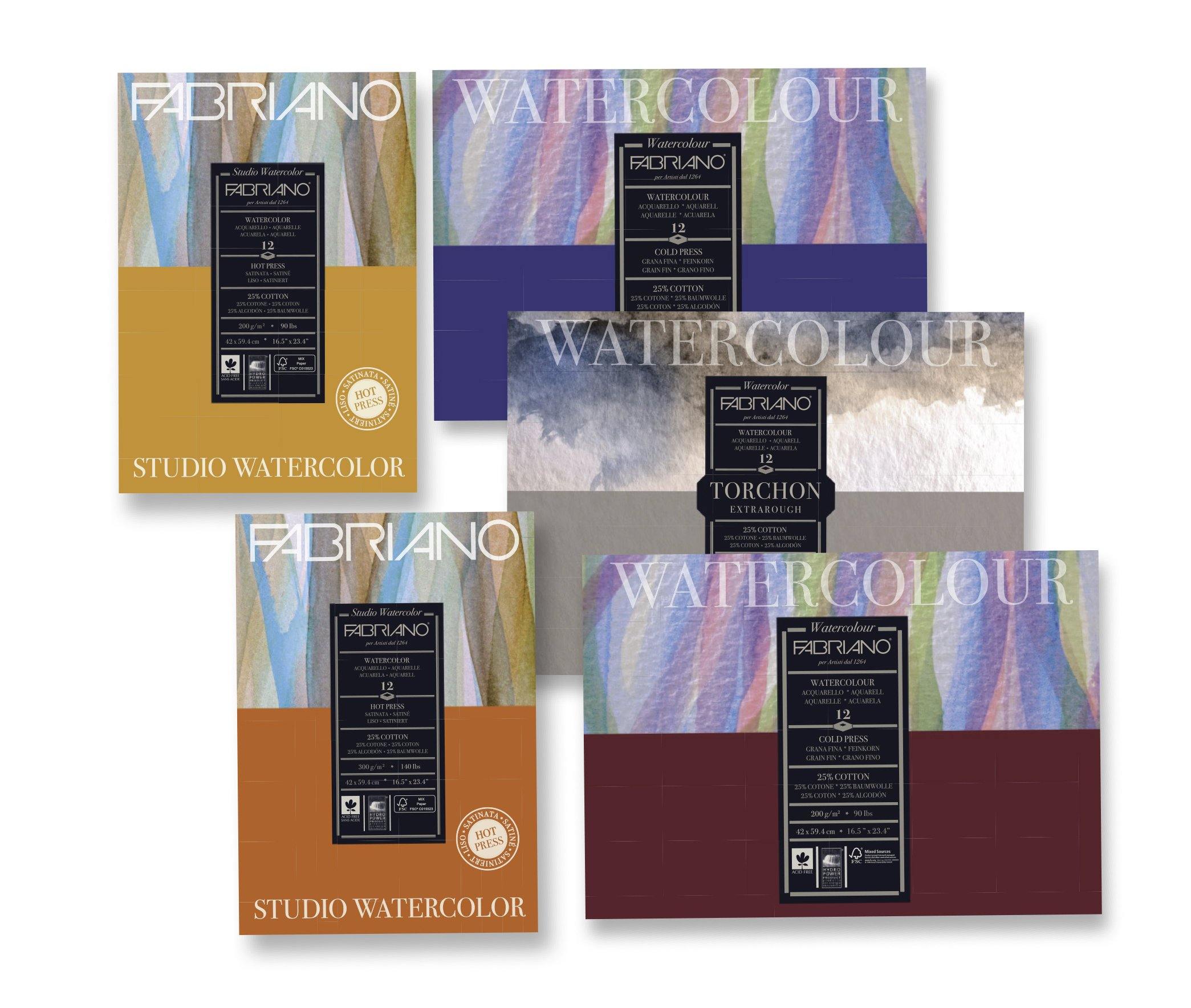 Fabriano Studio 25% Cotton Water Colour Pads 12 Sheets - Art Supplies Australia