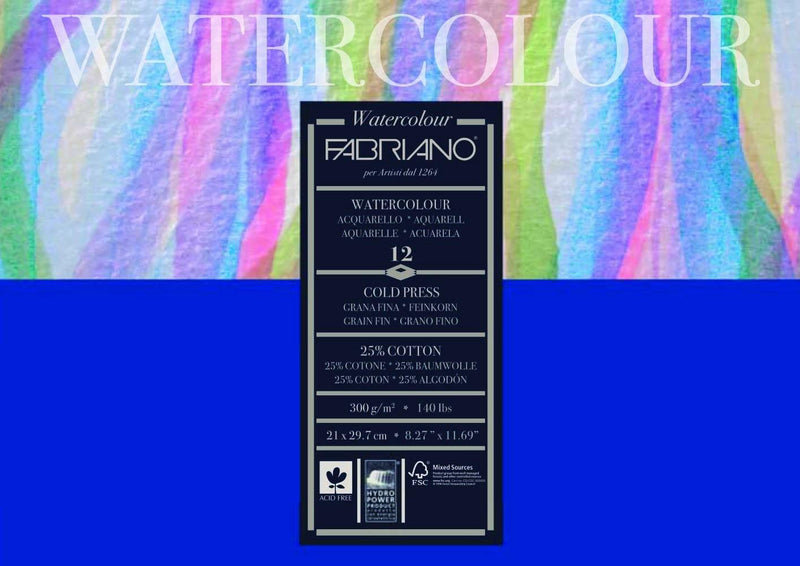 Fabriano Studio 25% Cotton Water Colour Pads 12 Sheets - Art Supplies Australia