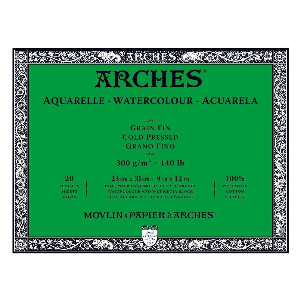 Arches 100% Cotton 300gsm Water Colour Blocks 20 Sheets - Art Supplies Australia
