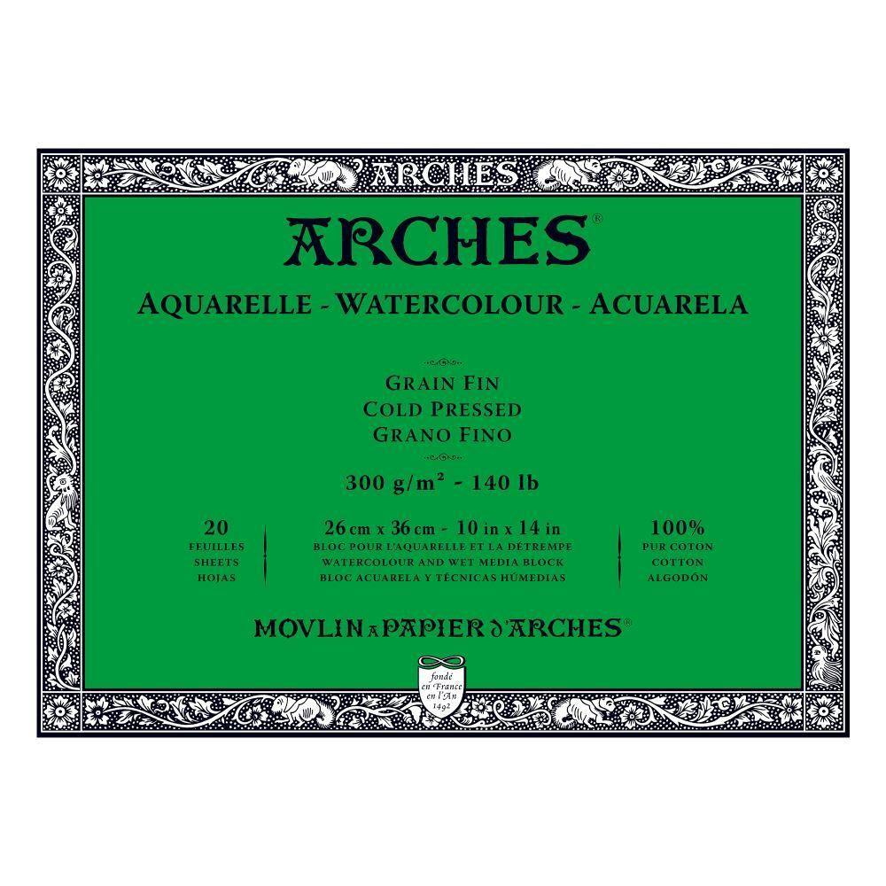 Arches 100% Cotton 300gsm Water Colour Blocks 20 Sheets - Art Supplies Australia