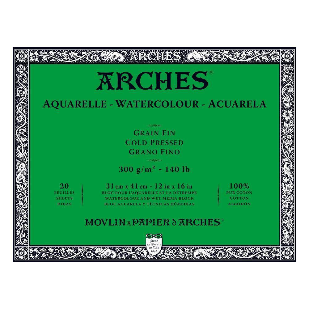Arches 100% Cotton 300gsm Water Colour Blocks 20 Sheets - Art Supplies Australia