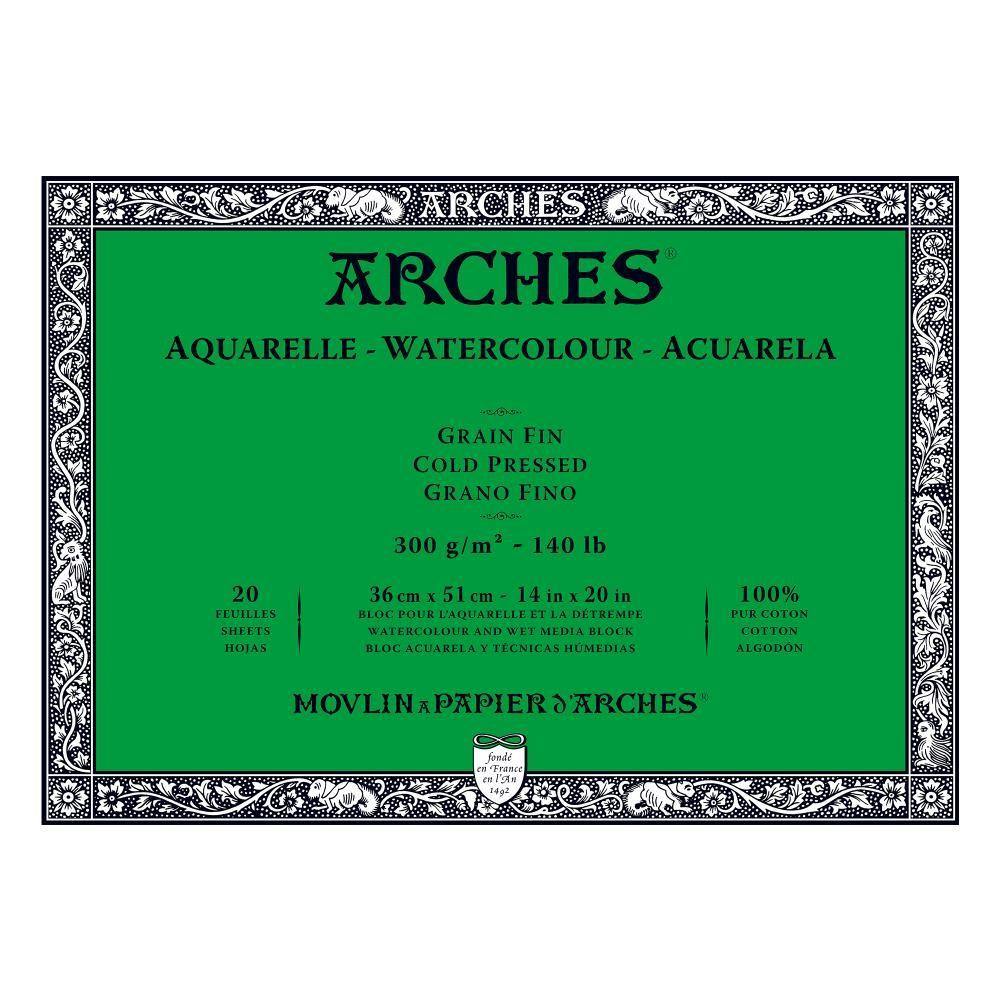 Arches 100% Cotton 300gsm Water Colour Blocks 20 Sheets - Art Supplies Australia