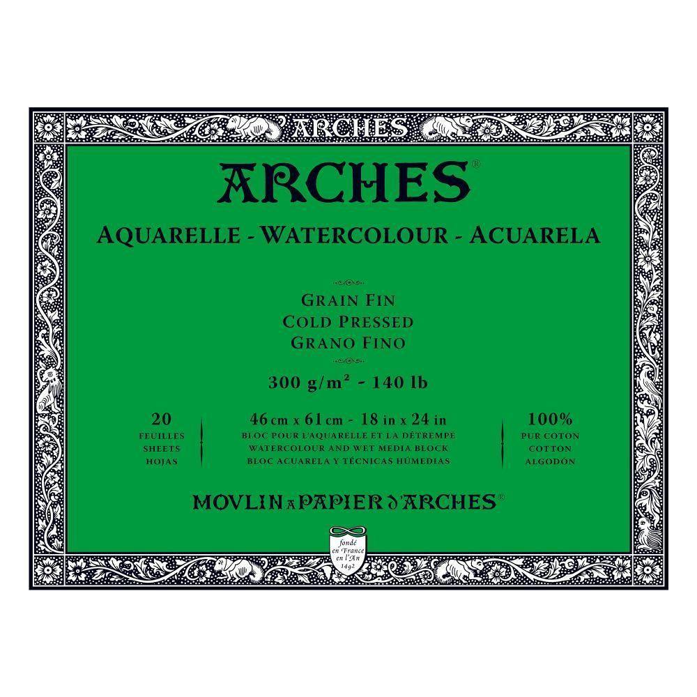 Arches 100% Cotton 300gsm Water Colour Blocks 20 Sheets - Art Supplies Australia