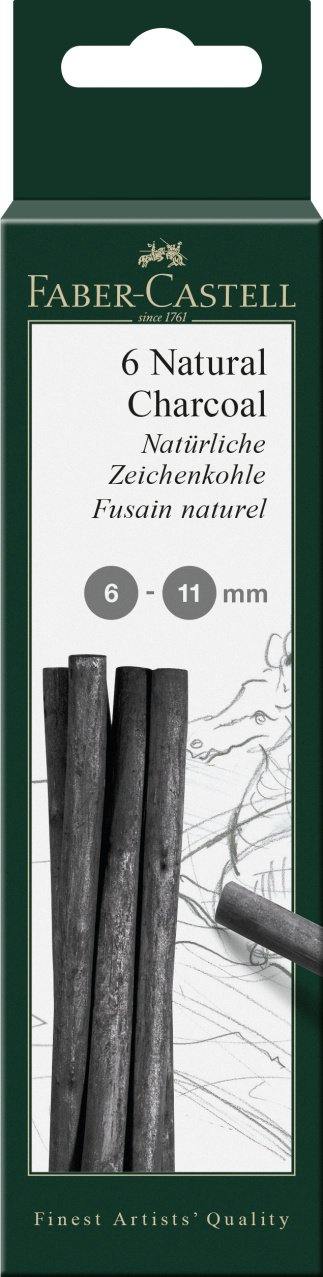 Faber-Castell Pitt Natural Charcoal Sticks Pack of 6 (6-11 mm) - Art Supplies Australia