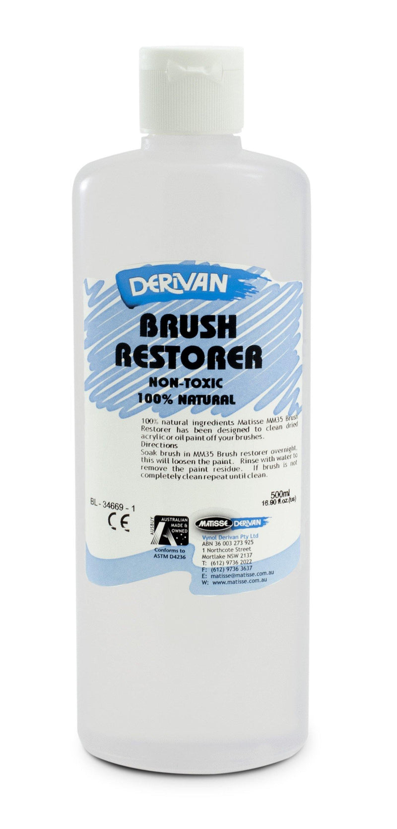 Derivan Medium - Brush Restorer 500ml - Art Supplies Australia