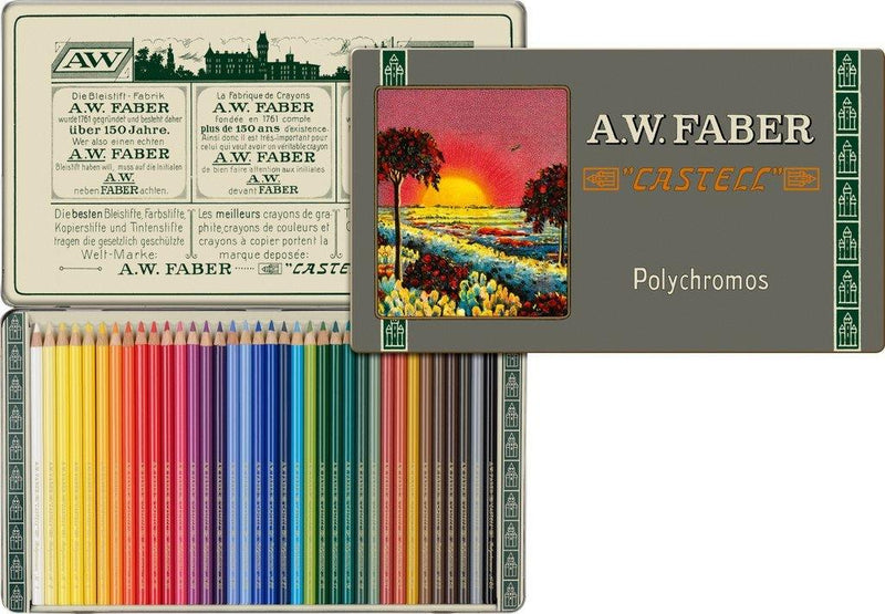 36 Colours Faber Castell Polychromos Pencils Tin Set Drawing Colouring  Coloured