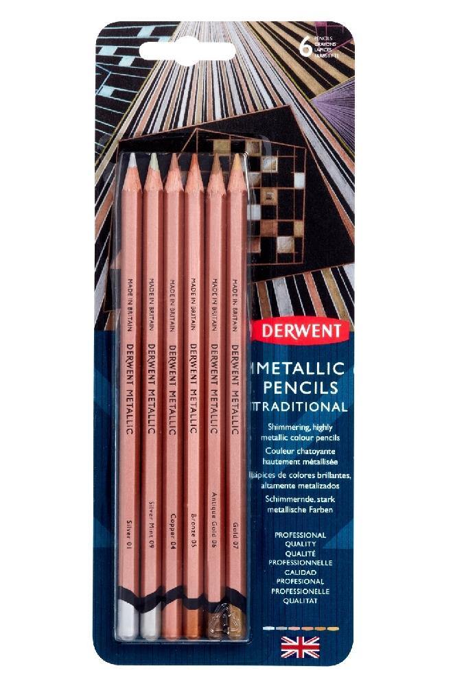 Derwent Metallic Pencil Set 6 Pencils Bright