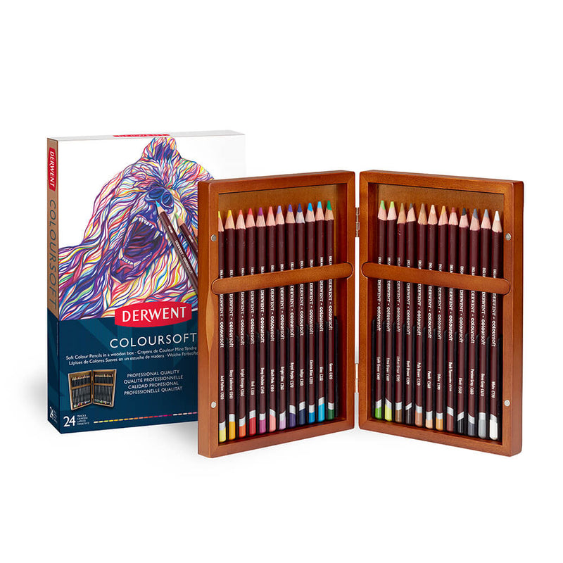 Derwent Professional Coloursoft & Metallic Wooden Box Set - Art Supplies Australia