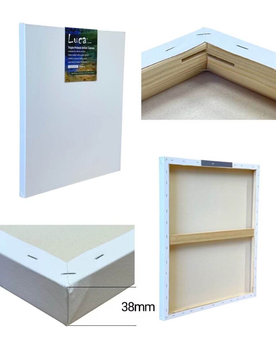 Luca Essential Art Stretched Canvas 38mm Thick 7OZ 350gsm - Art Supplies Australia